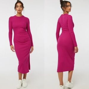 Ardene Rib-Knit Bodycon Dress with Side Rushing Detail medium